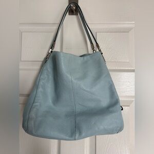 COACH Madison Phoebe  Blue Leather Hobo Shoulder Bag Satchel Handbag SUPER SOFT!